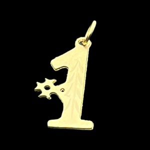 14k yellow gold diamond cut etched #1 pendant for necklace vintage